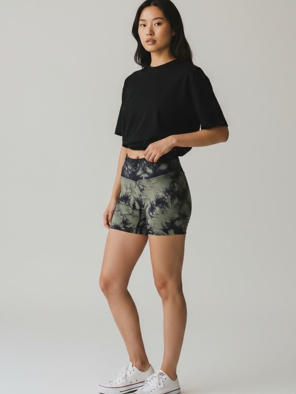 Amazon Women’s Bike Shorts in Olive Tie-Dye
